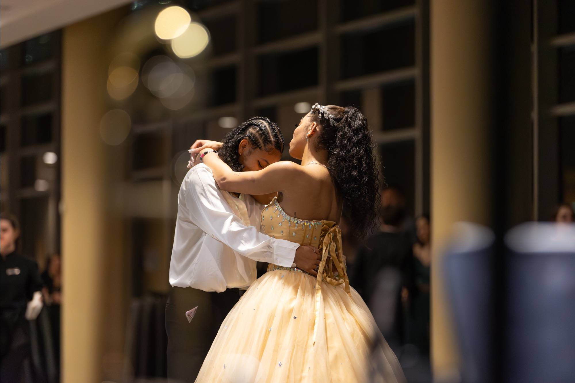 Two people dancing together at Presidents' Ball